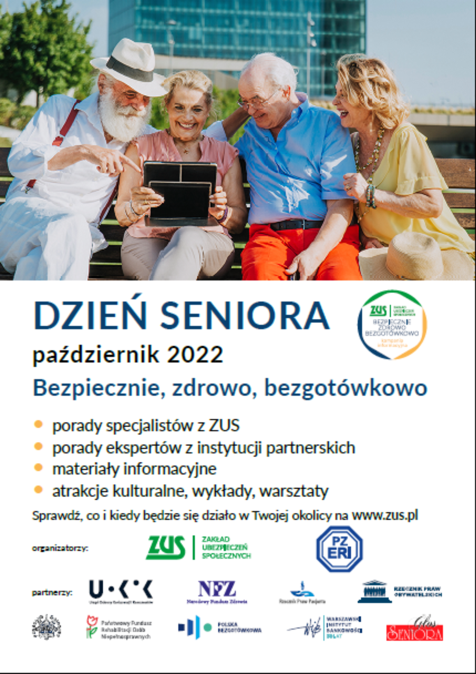 Plakat promujący Dzień seniora w ZUS - w miesiącu październiku