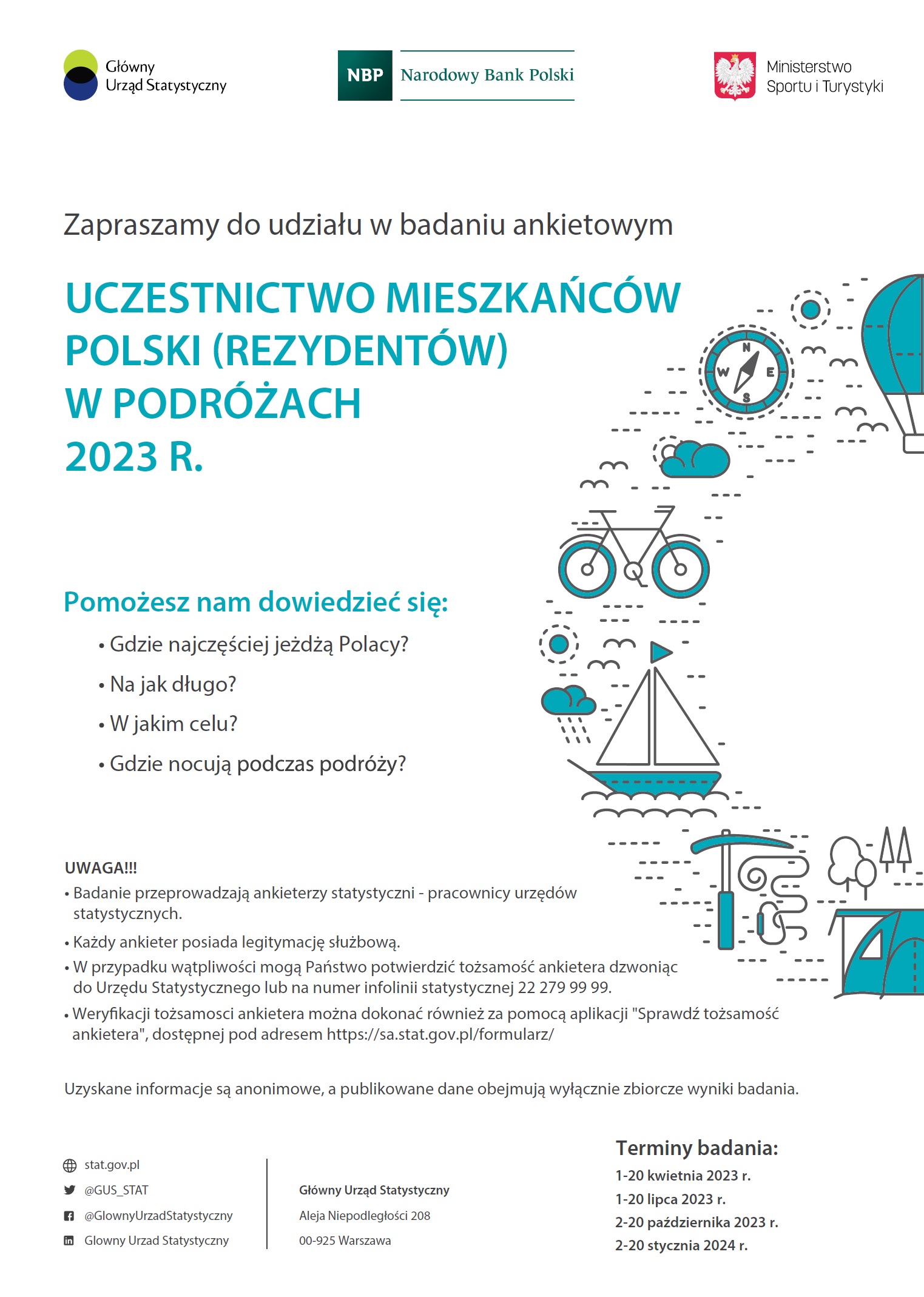 Informacja o badaniu ankietowym - Uczestnictwo mieszkańców Polski w podróżach 2023