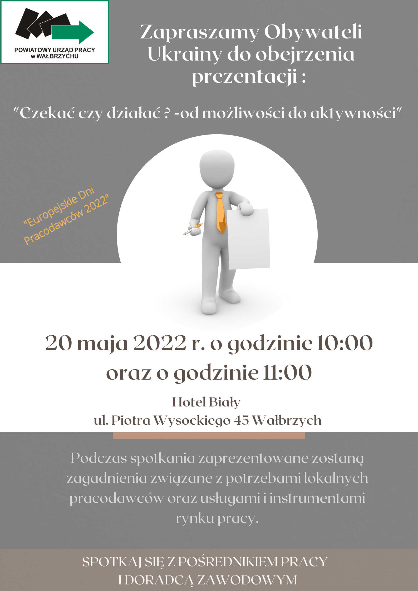 Zaproszenie na spotkanie dla Obywateli Ukrainy, prezentacja Czekać czy działać - od możliwości do aktywności (po polsku)